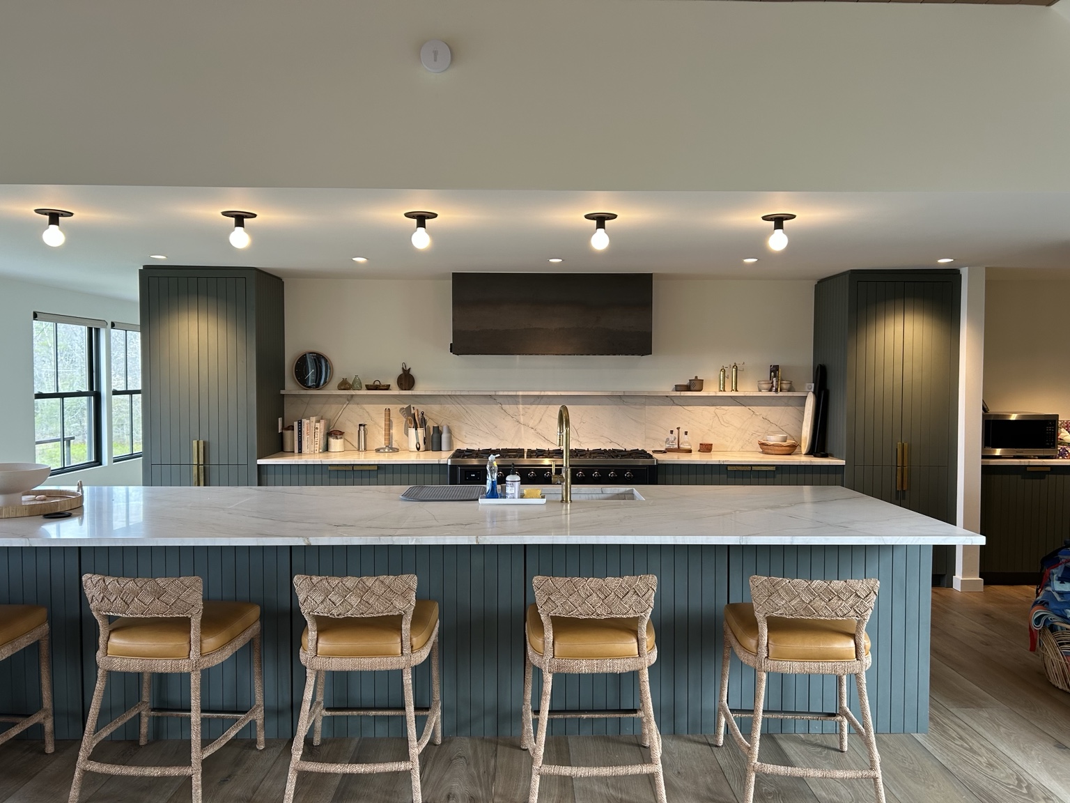 Blue-green custom kitchen